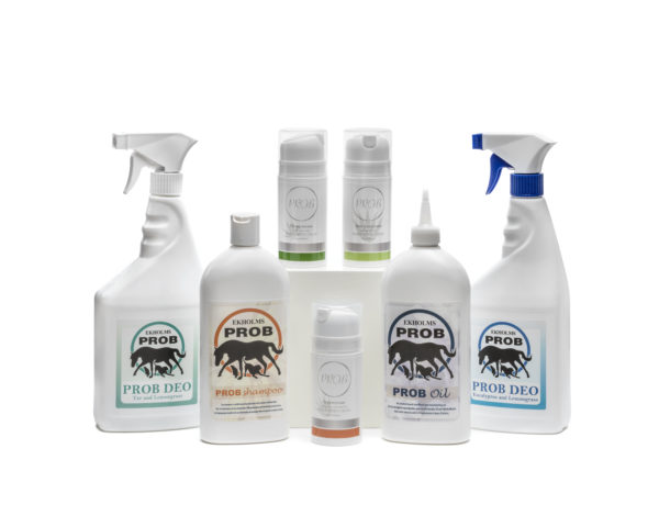PROB PAKKE 2.  PROB TJÆRESHAMPOO 500 ML, PROB OLIE 200 ML, PROB SUMMERDEO 500 ML, PROB SUPERCREAME 100 ML